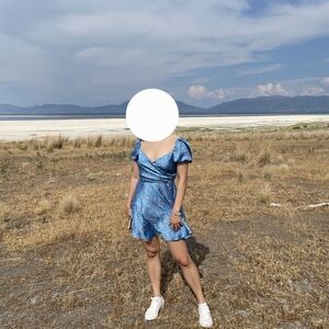 Blue Zara Mini Dress Blue Flower Pattern